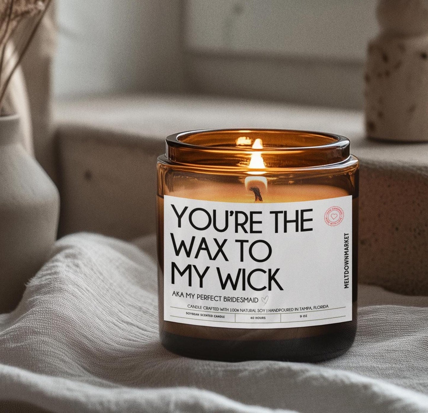 Funny Bridesmaid Gifts, Bridesmaid Proposal Gift, Bachelorette Favors, Maid of Honor Gift, Wedding Accessories, Custom Candle, Bridesmaid
