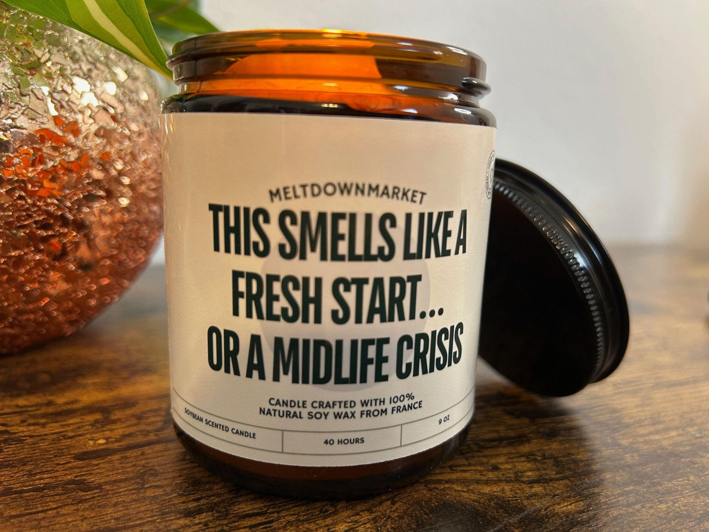 Smells Like a Fresh Start or a Mid Life Crisis Candle, Funny Candle Gift, Housewarming Gift, Personalized Candles, Graduation Present