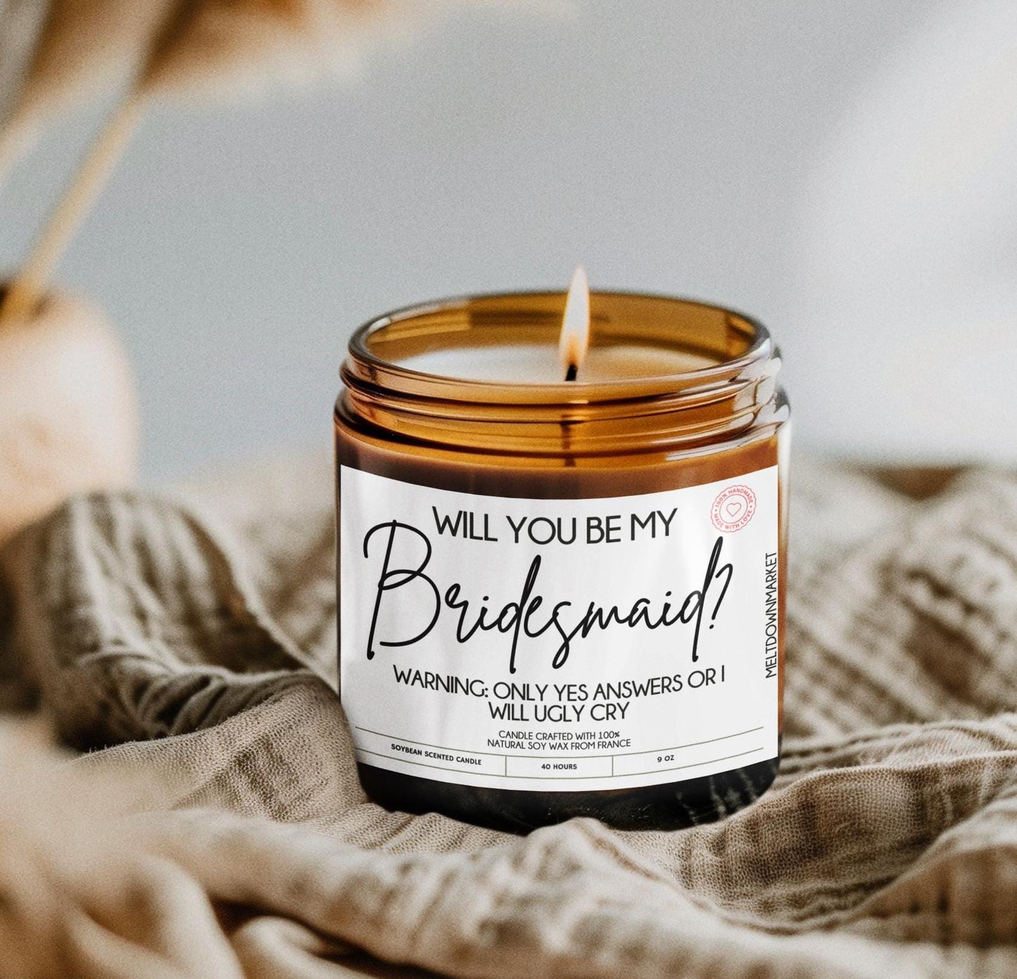Bridesmaid Proposal, Bridesmaid Gifts,  Bridesmaid Candle, Personalized Maid of Honor Candle, Bridesmaid Proposal Gift Custom Candle Gifts