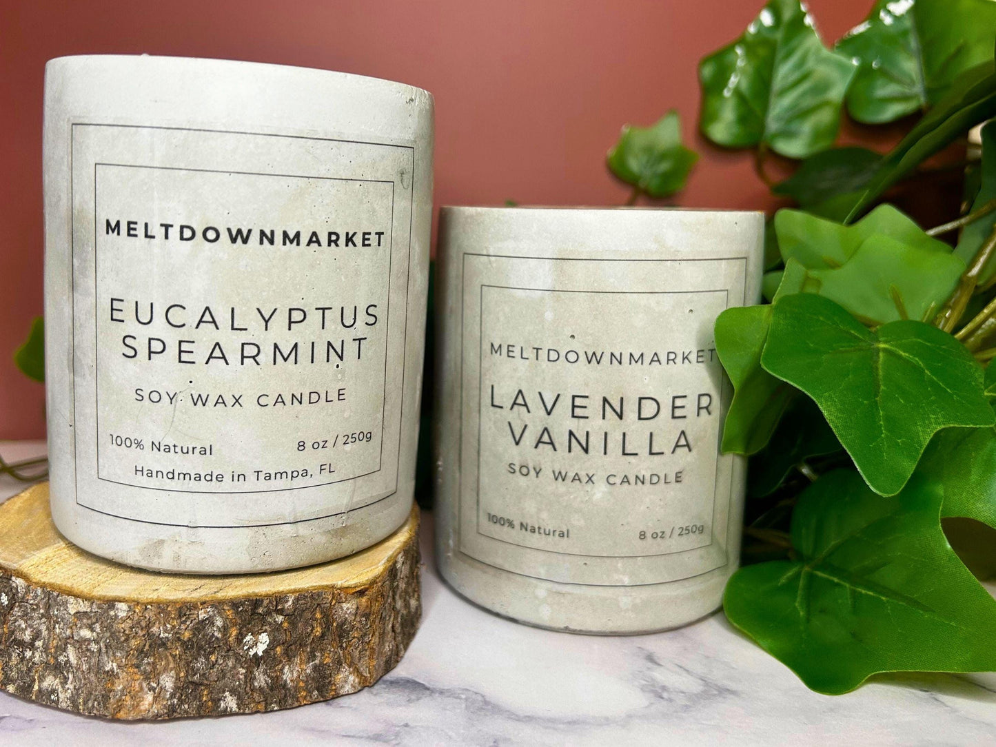 Lavender Vanilla Soy Wax Candle | Concrete Vessel | Essential Oil Candle | Handmade Gift for Her | Natural Aromatherapy Home Decor