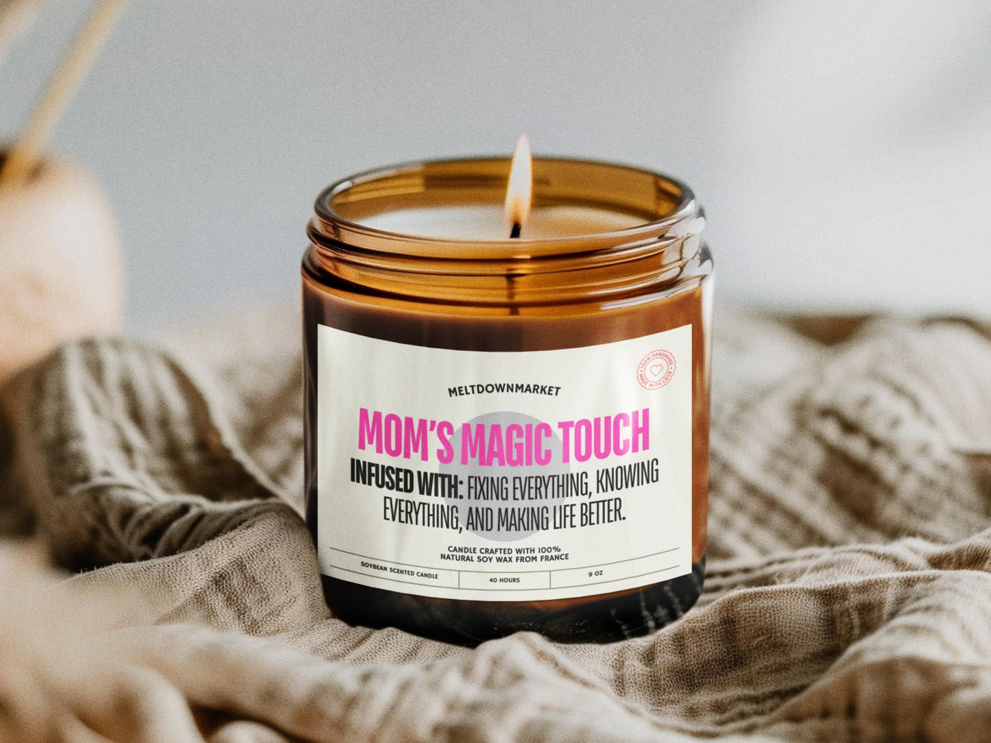 Moms Magic Touch Candle, Mothers Day Gift, Gift for Mom, Personalized Candle, Hand Poured soy wax candle mothers day gift