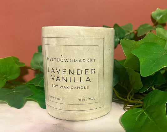 Lavender Vanilla Soy Wax Candle | Concrete Vessel